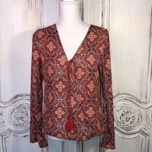 Xhilaration  Boho Long Bell Sleeve Wrap Blouse